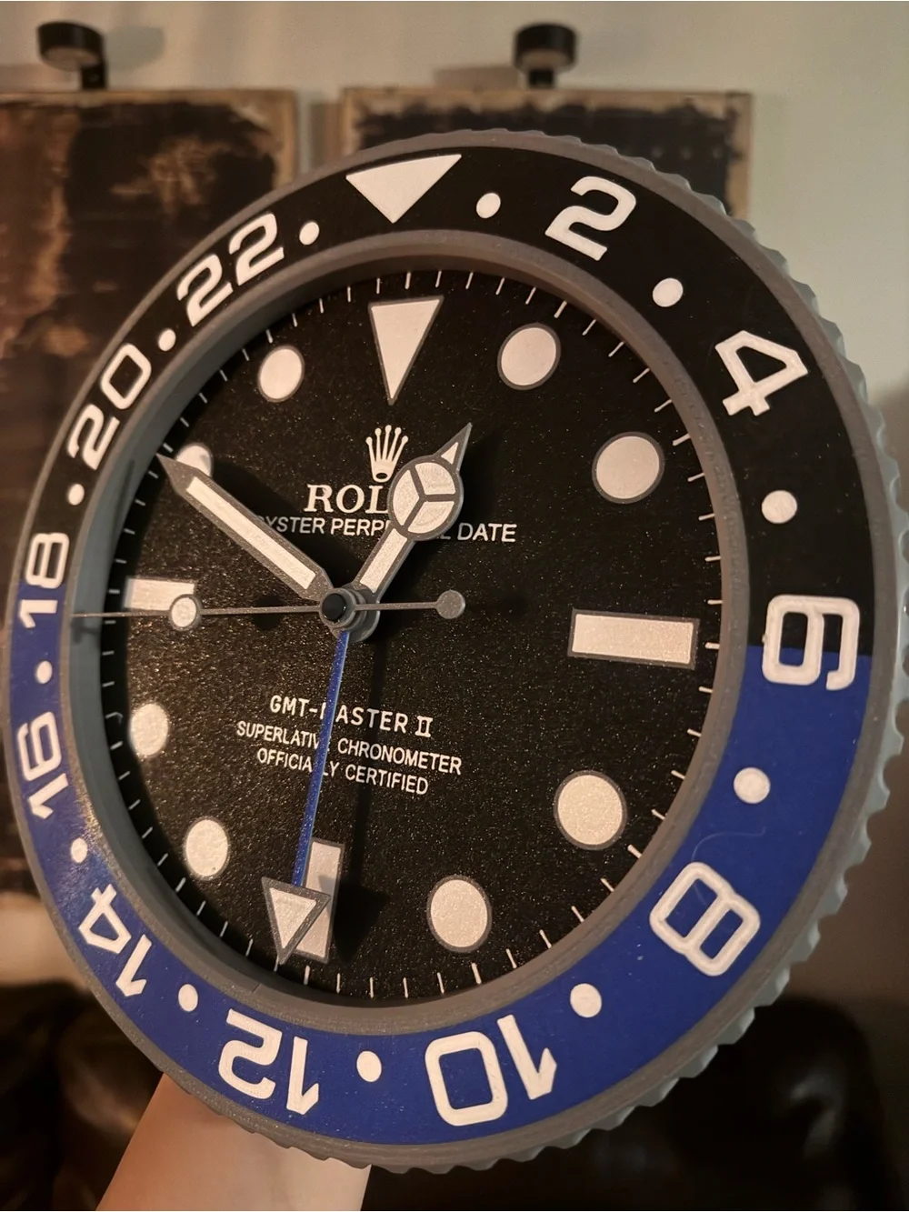 Black Dial Wall Clock with Blue‎ & Black Bezel